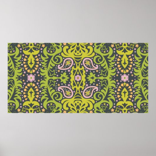 oosterse sierbloem; decoratieve naadloze bloem poster (Voorkant)