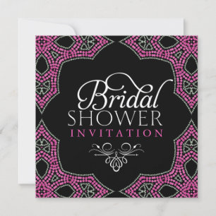 Oosterse Sparkle Pink Bridal Shower Invitations Kaart