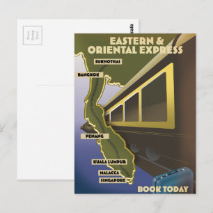 Oosterse treinreisposter briefkaart