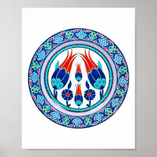 Oosterse Turkse kunst in blauw Poster