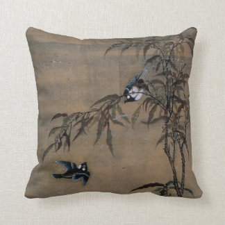 Oosterse vintage Japanse schilderij van twee vogel Kussen