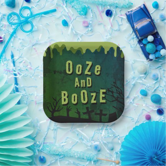 Ooze En Booze Enge Halloween Zombie Crawl Papieren Bordje (Feest)