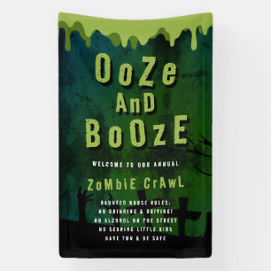 Ooze en drank Halloween Zombie Crawl Welkom Spandoek