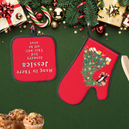 Op 2 januari is het allemaal weer een leuke kerst ovenwant & pannenlap set