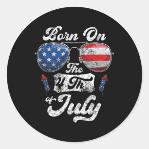 Op 4 juli Verjaardag Onafhankelijkheidsdag Ronde Sticker