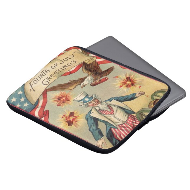  op 4 juli vuurwerk met oom Sam Laptop Sleeve (Voorkant top)
