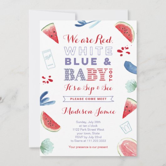 Op 4 juli zien we Kaarten uitnodigen, Red White Bl (Voorkant)