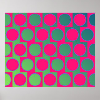 Op Art Big Circles Alternative Pattern Magenta Poster