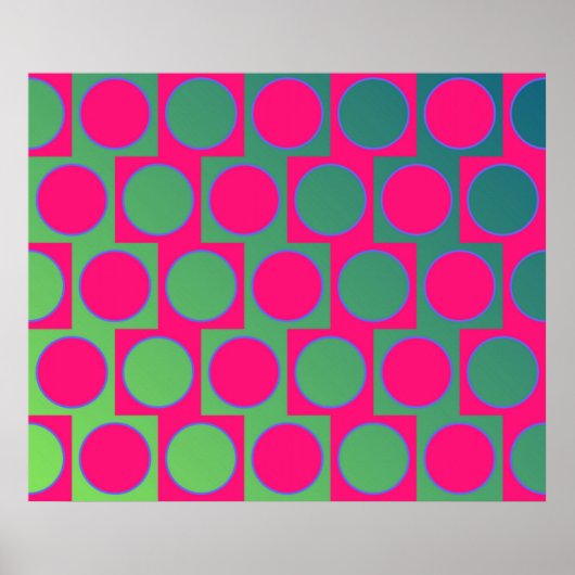Op Art Big Circles Alternative Pattern Magenta Poster (Voorkant)
