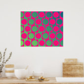 Op Art Big Circles Alternative Pattern Magenta Poster (Keuken)