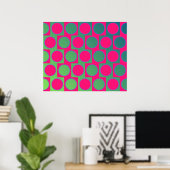 Op Art Big Circles Alternative Pattern Magenta Poster (Thuiskantoor)