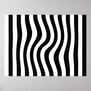 Op Art Black en White Twisted Stripes Poster