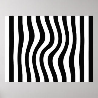 Op Art Black en White Twisted Stripes Poster