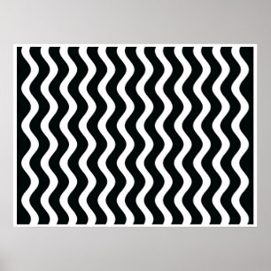 Op Art Black en White Waves Twee Poster