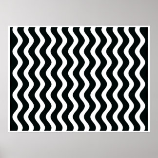 Op Art Black en White Waves Twee Poster