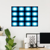 Op Art Blue Blobs Poster (Thuiskantoor)