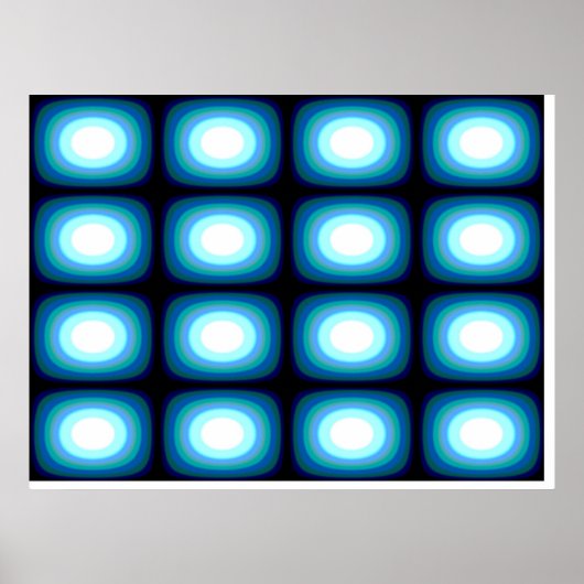 Op Art Blue Blobs Poster (Voorkant)