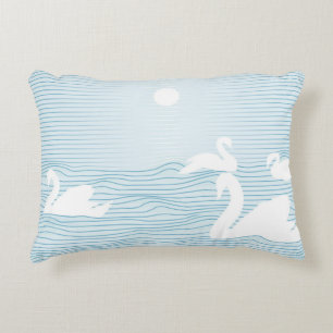 OP Art Blue Swan Coussin d'accentuation