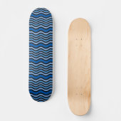 Op Art Blue Wave Motif Skateboard (Recto)
