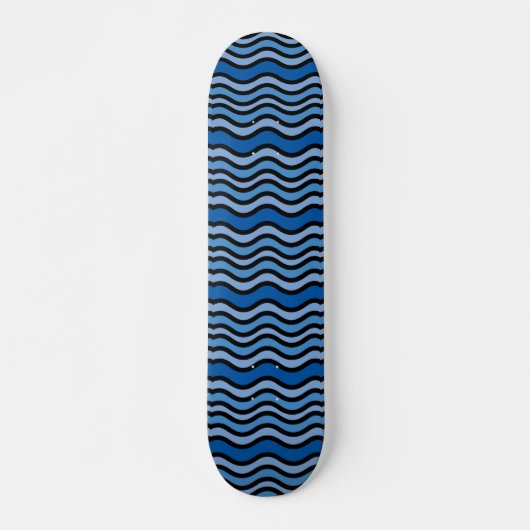 Op Art Blue Wave Motif Skateboard (Devant)