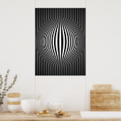 Op Art Bulging Vertical Stripes Black en White 2 Poster (Keuken)