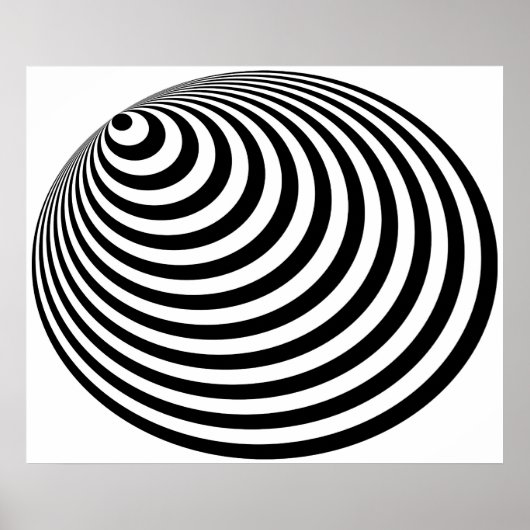 Op Art Bullseye Excentric Black White Poster (Voorkant)