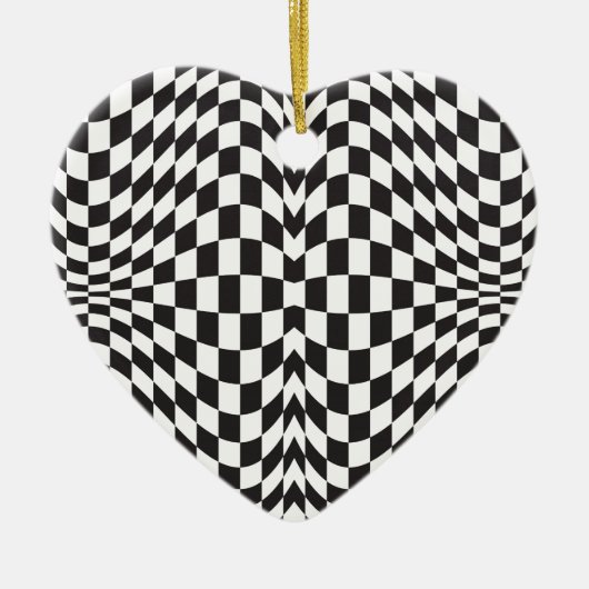 Op Art Checks Keramisch Ornament (Voorkant)
