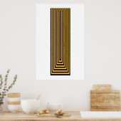 Op Art Concentric Rechthoeken geel over zwart Poster (Keuken)