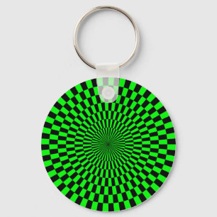 Op Art: Groen en Zwart Sleutelhanger