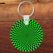 Op Art - Groen en Zwart Sleutelhanger (Voorkant)