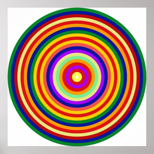 Op Art Homage naar CT Multicolor Concentric Circle Poster (Voorkant)