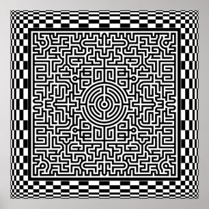 Op-Art Maze en Checkers Poster
