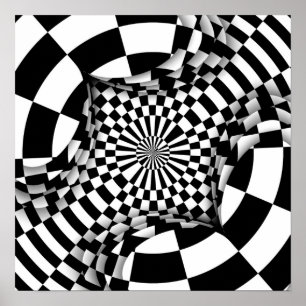 Op art Psychedelic-checkers Poster