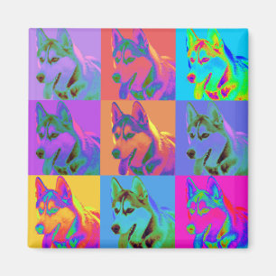 Op Art — Siberian Husky Magneet
