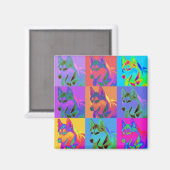 Op Art - Siberische Husky Magneet (Voorkant / Achterkant)