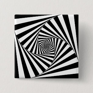 Op Art Spiral Vierkante Button 5,1 Cm
