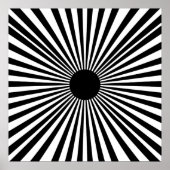 Op Art Sunburst - Poster Abstrait noir et blanc (Devant)