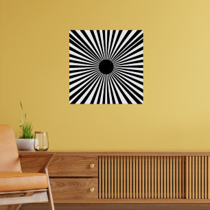 Op Art Sunburst – Zwart-wit Abstract Poster