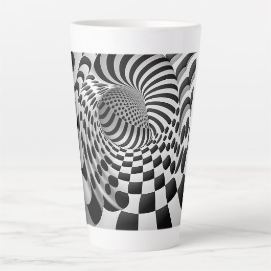 Op Art Tunnel Latte Mok (Voorkant)