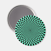 Op Art — Turquoise en Black Magneet (Voorkant / Achterkant)