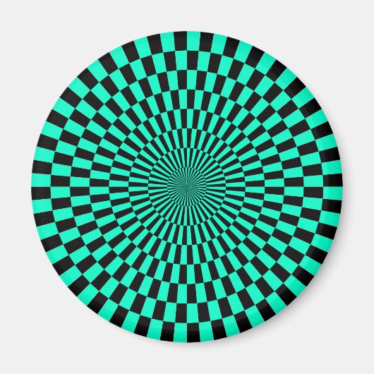 Op Art — Turquoise en Black Magneet (Voorkant)