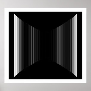 Op Art Vertical Bars White op Black Progressive 01 Poster