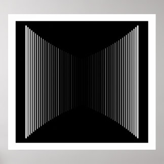 Op Art Vertical Bars White op Black Progressive 01 Poster