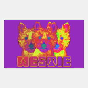Op Art - West Highland Terrier Rechthoekige Sticker