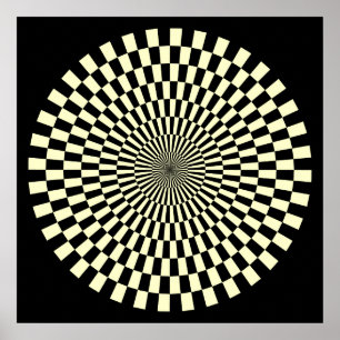 Op Art Wheel - Cream en Black Poster