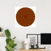 Op Art Wheel - Oranje en zwart Poster (Thuiskantoor)
