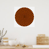 Op Art Wheel - Oranje en zwart Poster (Keuken)