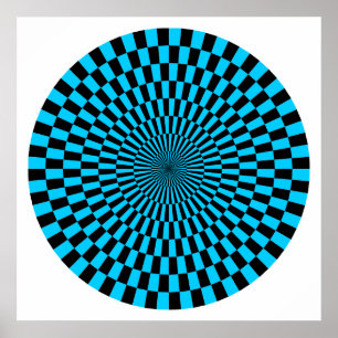 Op Art Wheel - Sky Blue en Black Poster