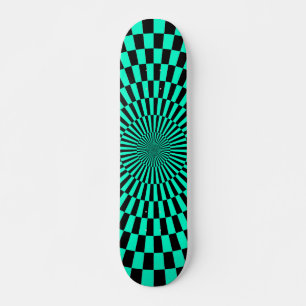 Op Art Wheel - Turquoise en Black Skateboard