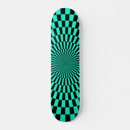 Op Art Wheel - Turquoise en Black Skateboard (Voorkant)